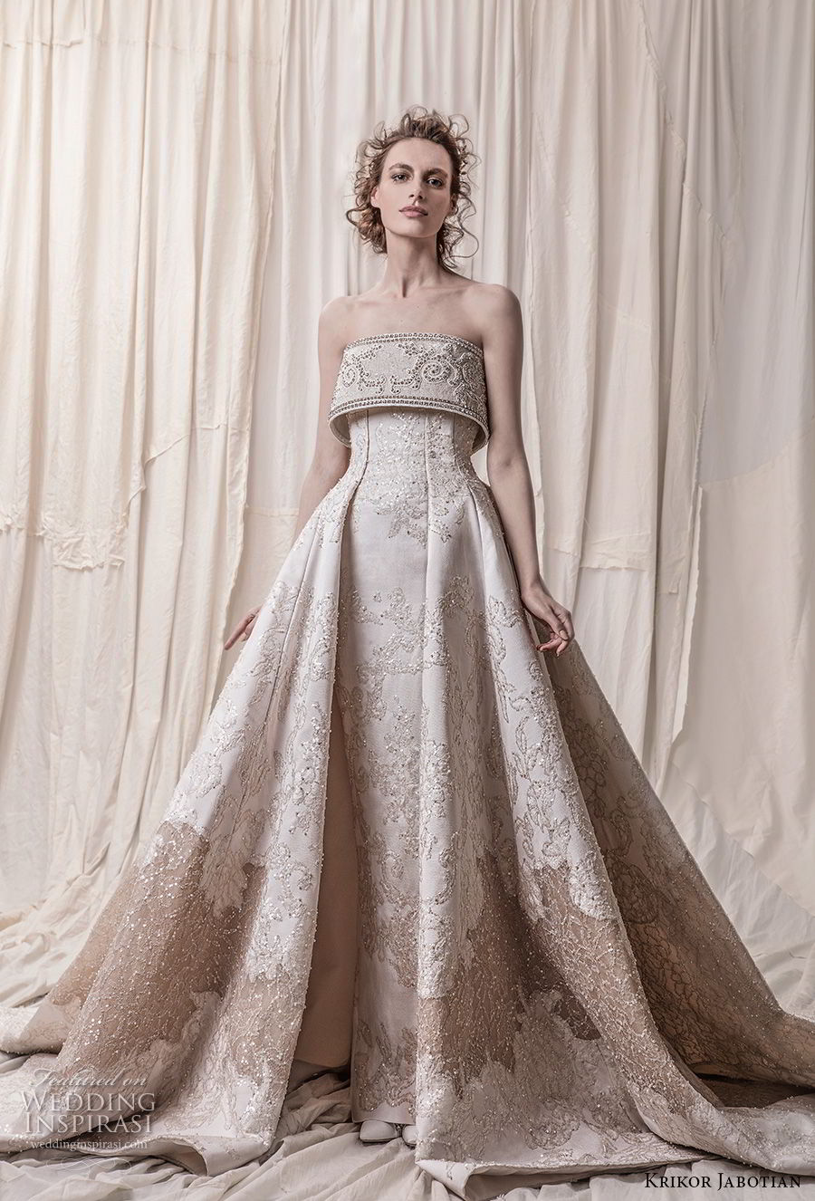 krikor jabotian spring 2018 bridal strapless straight across neckline full embellishment princess glamorous a  line wedding dress royal train (09) mv