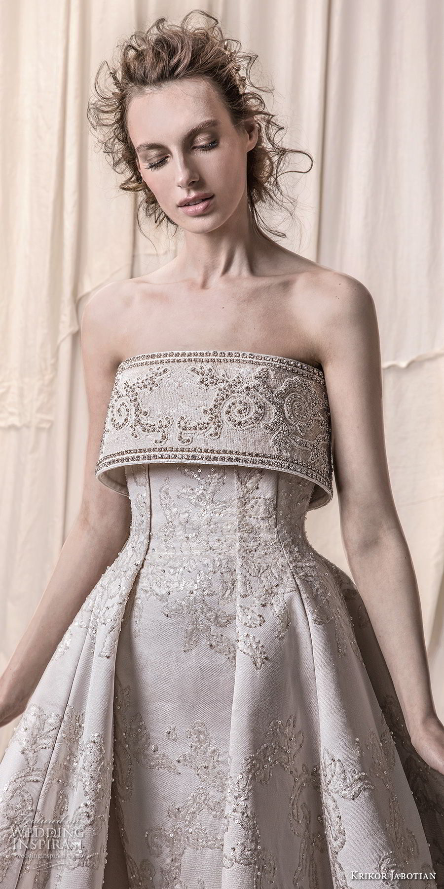 krikor jabotian spring 2018 bridal strapless straight across neckline full embellishment princess glamorous a  line wedding dress royal train (09) zv