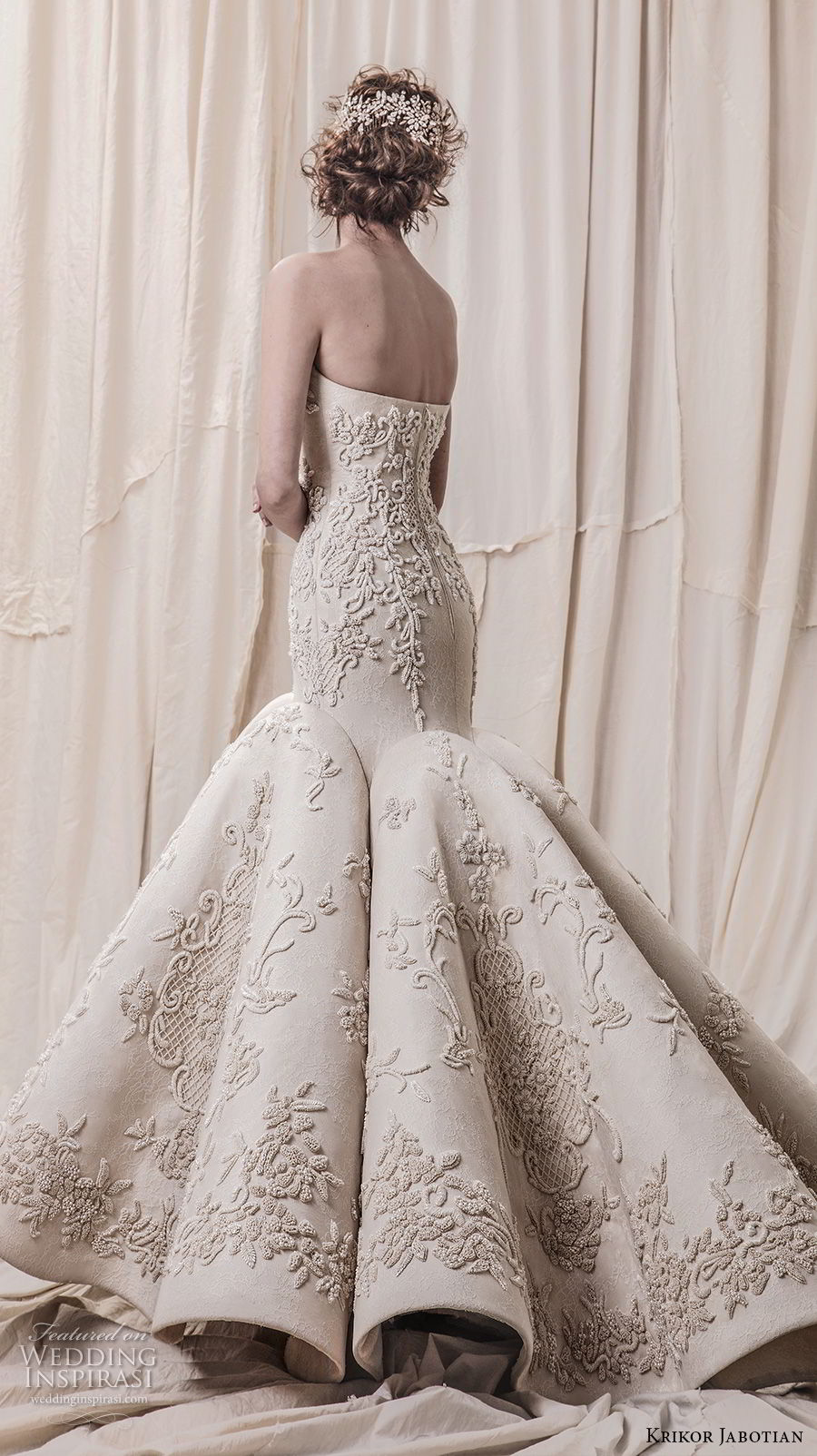 krikor jabotian spring 2018 bridal strapless sweetheart neckline full embellishment elegant glamorous mermaid wedding dress chapel train (02) bv