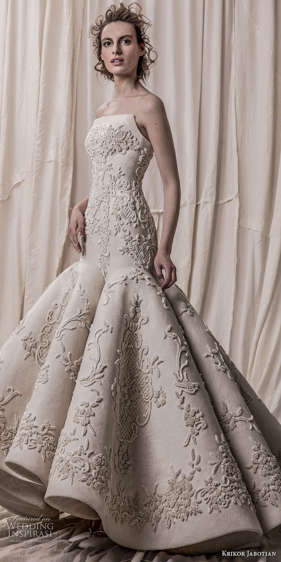 krikor jabotian spring 2018 bridal strapless sweetheart neckline full embellishment elegant glamorous mermaid wedding dress chapel train (02) mv