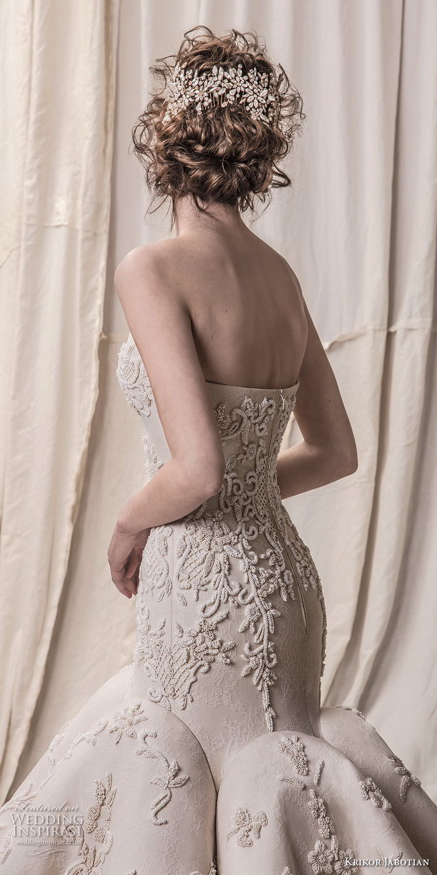 krikor jabotian spring 2018 bridal strapless sweetheart neckline full embellishment elegant glamorous mermaid wedding dress chapel train (02) zbv