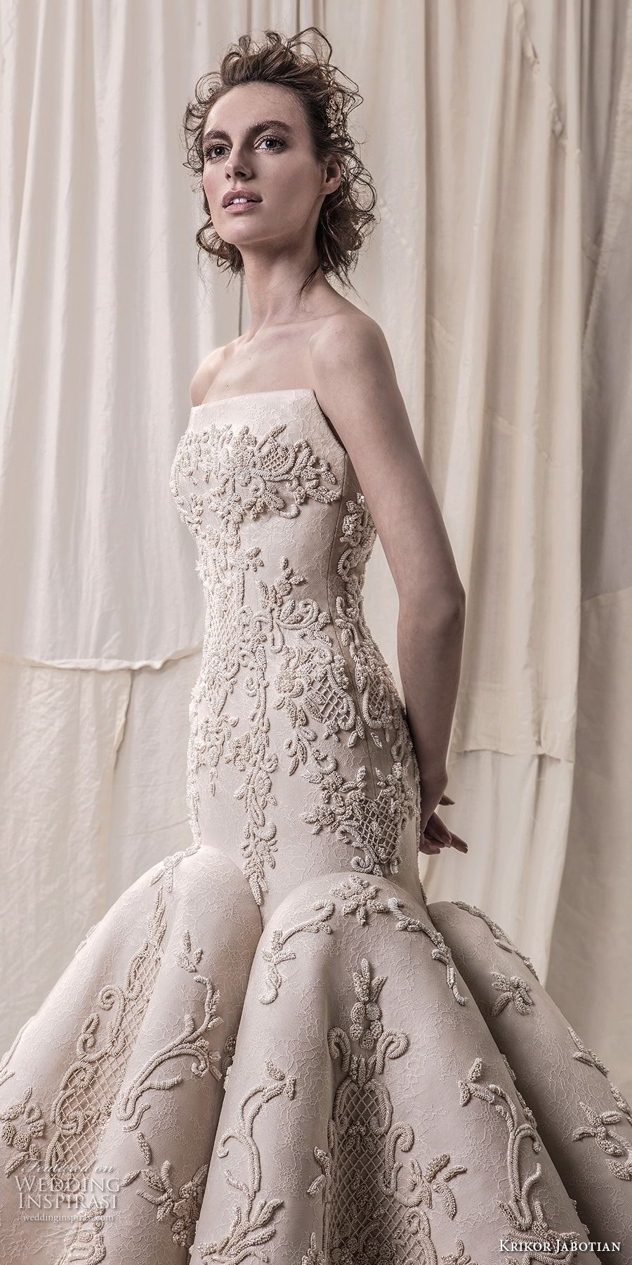 krikor jabotian spring 2018 bridal strapless sweetheart neckline full embellishment elegant glamorous mermaid wedding dress chapel train (02) zv