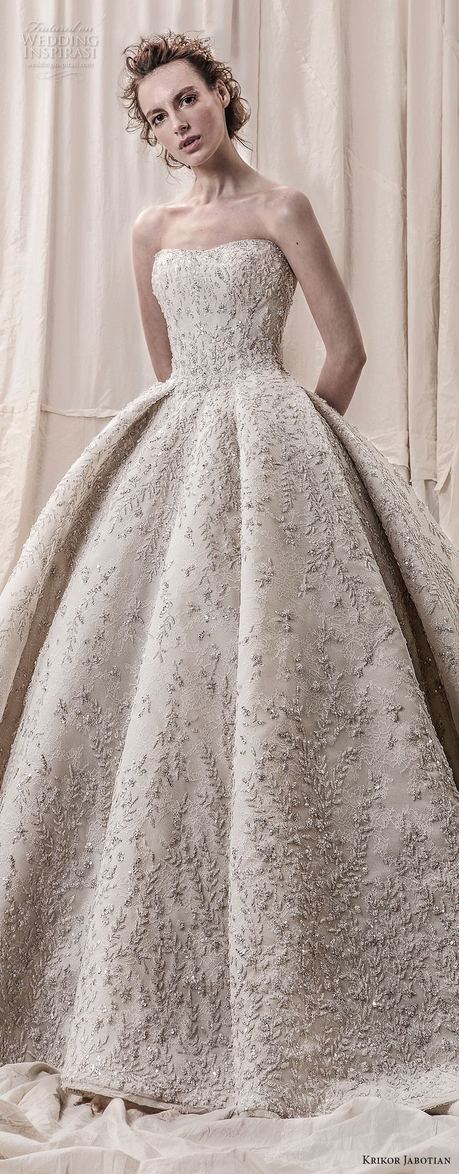 krikor jabotian spring 2018 bridal straplss semi sweetheart neckline full embellishment glamorous princess ball gown a  line wedding dress open back royal train (05) lv