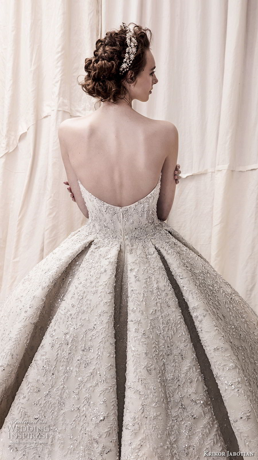 krikor jabotian spring 2018 bridal straplss semi sweetheart neckline full embellishment glamorous princess ball gown a  line wedding dress open back royal train (05) zbv