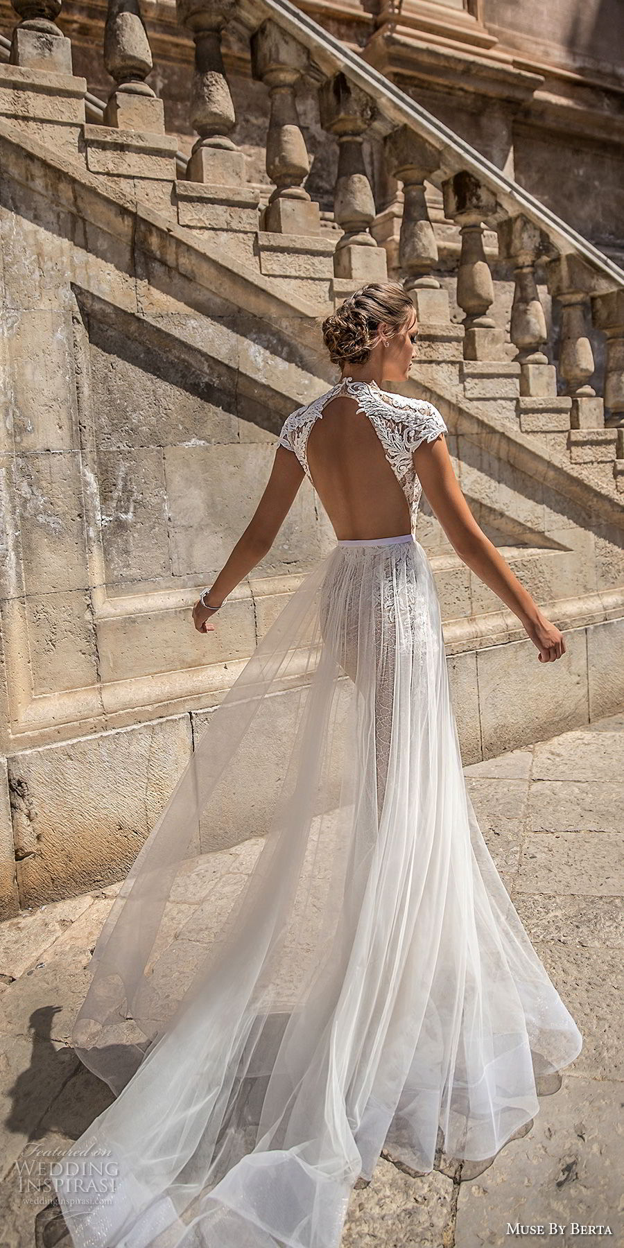 muse berta 2018 bridal cap sleeves high neck deep plunging sweetheart neckline heavily embellished bodice tulle skirt sexy romantic a line wedding dress keyhole back chapel train (9) bv muse berta 2018 bridal cap sleeves high neck deep plunging sweetheart neckline heavily embellished bodice tulle skirt sexy romantic a line wedding dress keyhole back chapel train (9) bv