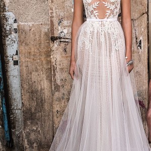 muse berta 2018 bridal cap sleeves high neck deep plunging sweetheart neckline heavily embellished bodice tulle skirt sexy romantic a  line wedding dress keyhole back chapel train (9) mv
