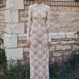 christos costarellos spring 2018 bridal long sleeves high neck full lace embellishment elegant sheah wedding dress 80 mv