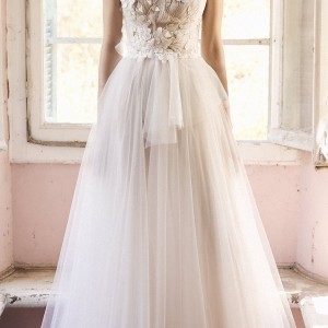 christos costarellos spring 2018 bridal sleeveless heavily embellished bodice romantic soft a  line wedding dress (77) mv