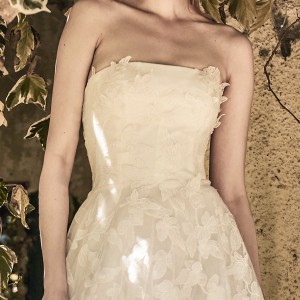 christos costarellos spring 2018 bridal strapless straight across neckline heavily embellished bodice romantic a  line wedding dress medium train (48) zv