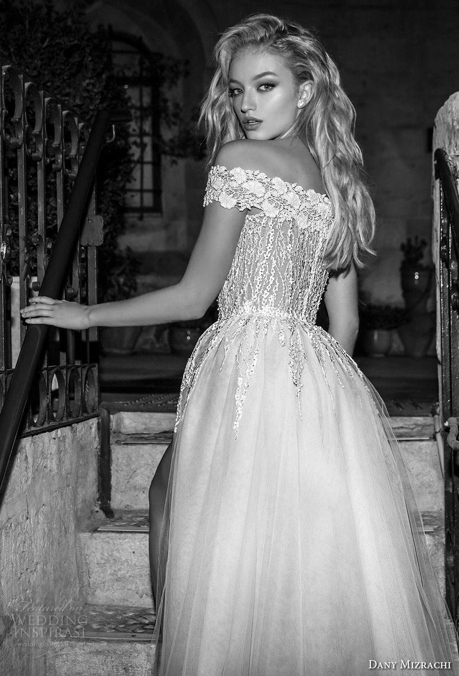 dany mizrachi spring 2018 bridal off the shoulder straight across neckline heavily embellished bodice high slit romantic sexy a line weddng dress chapel train (28) zbv dany mizrachi spring 2018 bridal off the shoulder straight across neckline heavily embellished bodice high slit romantic sexy a line weddng dress chapel train (28) zbv