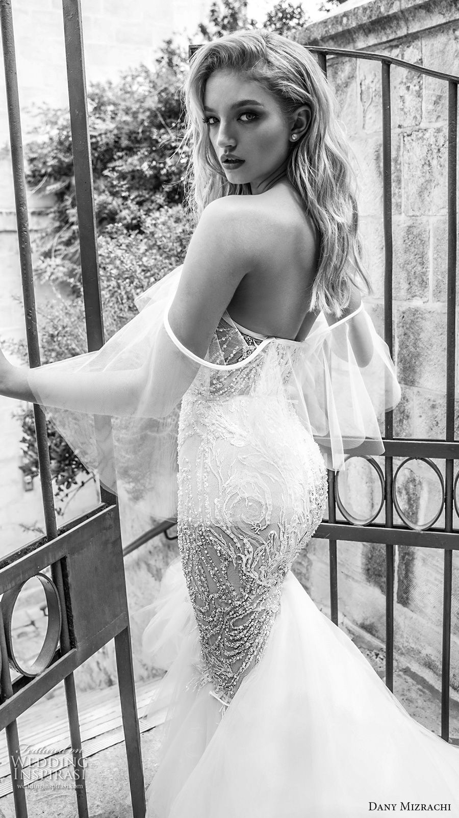 dany mizrachi spring 2018 bridal off the shoulder sweetheart neckline full embellishment elegant sexy mermaid wedding dress chapel train (22) zbv