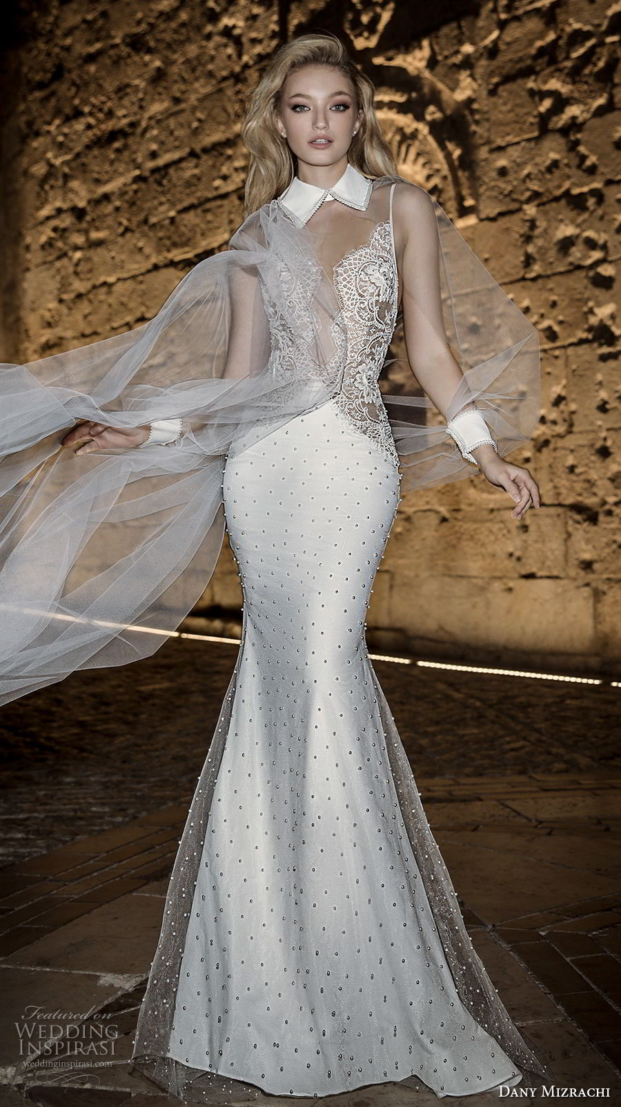 dany mizrachi spring 2018 bridal sleeveless collar neck heavily embellished bodice elegant sophiscated mermaid wedding dress open v back sweep train (34) mv dany mizrachi spring 2018 bridal sleeveless collar neck heavily embellished bodice elegant sophiscated mermaid wedding dress open v back sweep train (34) mv