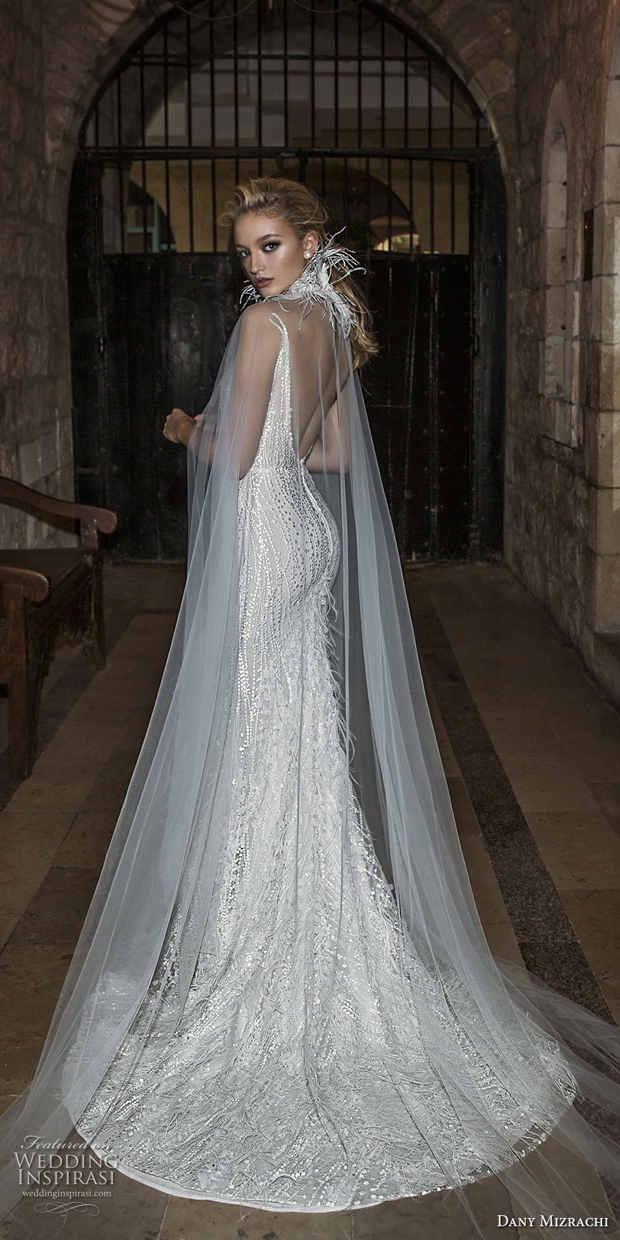 dany mizrachi spring 2018 bridal spaghetti strap deep plunging v neck full embellishment glamorous elegant fit and flare sheath wedding dress open back chapel train (20) bv dany mizrachi spring 2018 bridal spaghetti strap deep plunging v neck full embellishment glamorous elegant fit and flare sheath wedding dress open back chapel train (20) bv