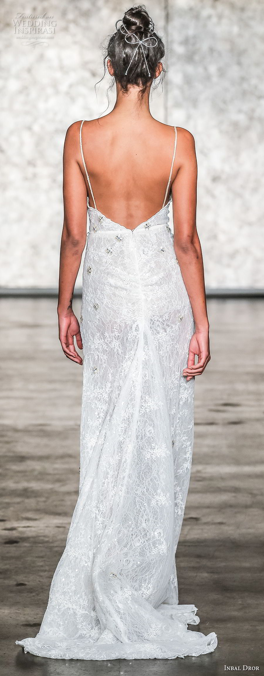 inbal dror fall 2018 bridal sleeveless spaghetti strap sweetheart neckline high slit sexy sheath wedding dress open back sweep train (13) bv