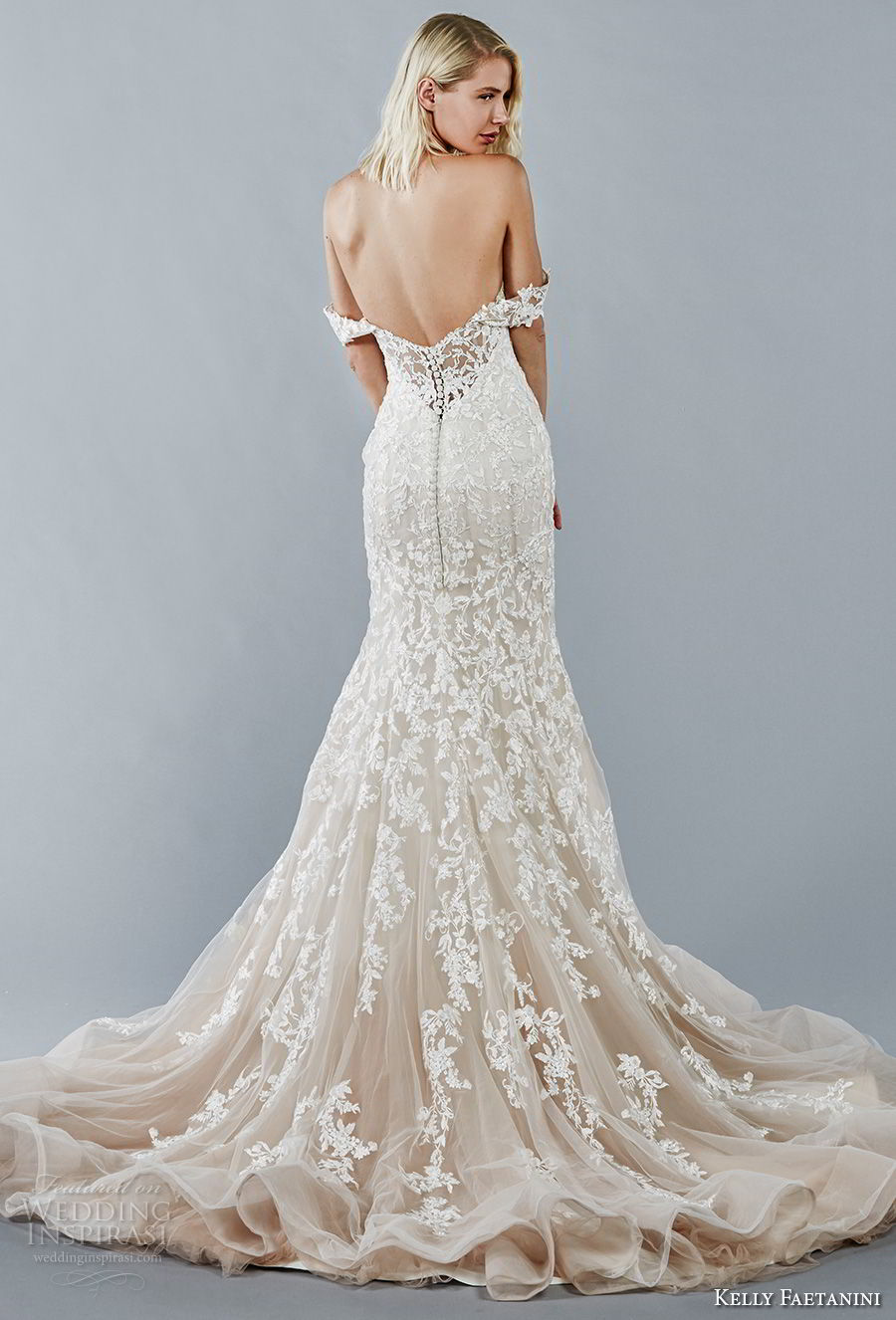 kelly faetanini fall 2018 bridal off the shoulder sweetheart neckline full embellishment romantic trumpet mermaid wedding dress open back chapel train (1) bv