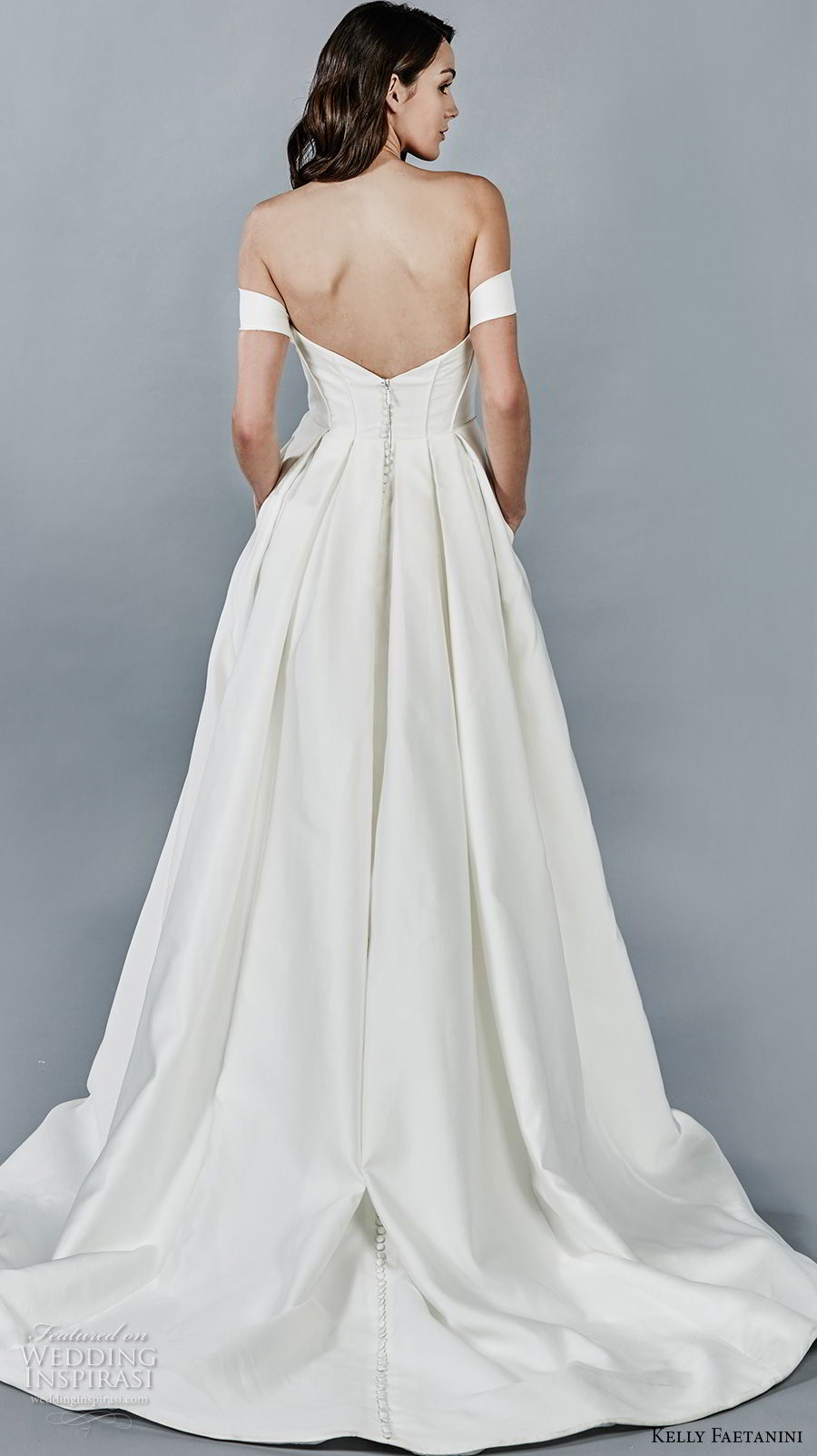 kelly faetanini fall 2018 bridal off the shoulder sweetheart neckline simple clean a  line wedding dress open back chapel train (8) bv