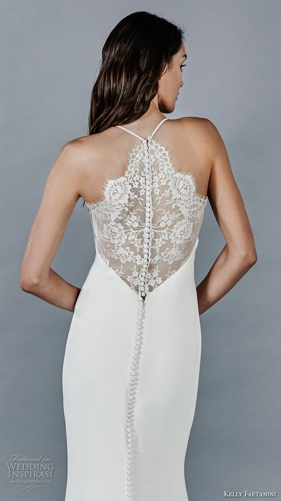 kelly faetanini fall 2018 bridal sleeveless halter jewel neck simple clean elegant sheath wedding dress lace back sweep train (13) zbv