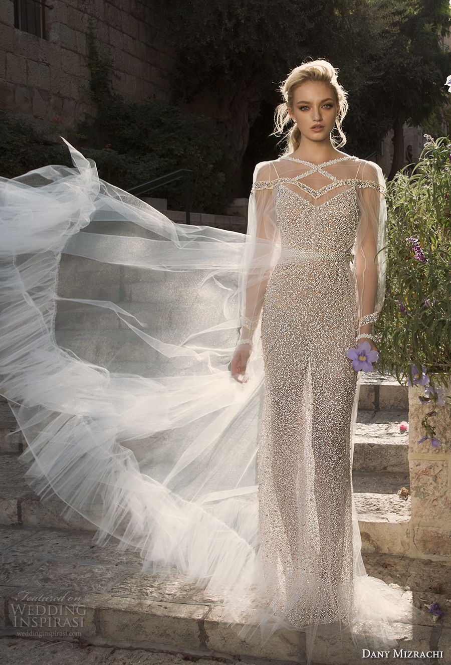 long sleeves illusion bateau sweetheart neckline full embellishment elegant glamorous sheath wedding dress a line overskirt sweep train (14) mv long sleeves illusion bateau sweetheart neckline full embellishment elegant glamorous sheath wedding dress a line overskirt sweep train (14) mv