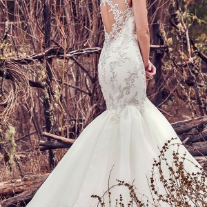 maggie sottero fall 2017 bridal cap sleeves scoop neckline heavily embellished beaded bodice elegant mermaid wedding dress keyhole back chapel train (978) bv