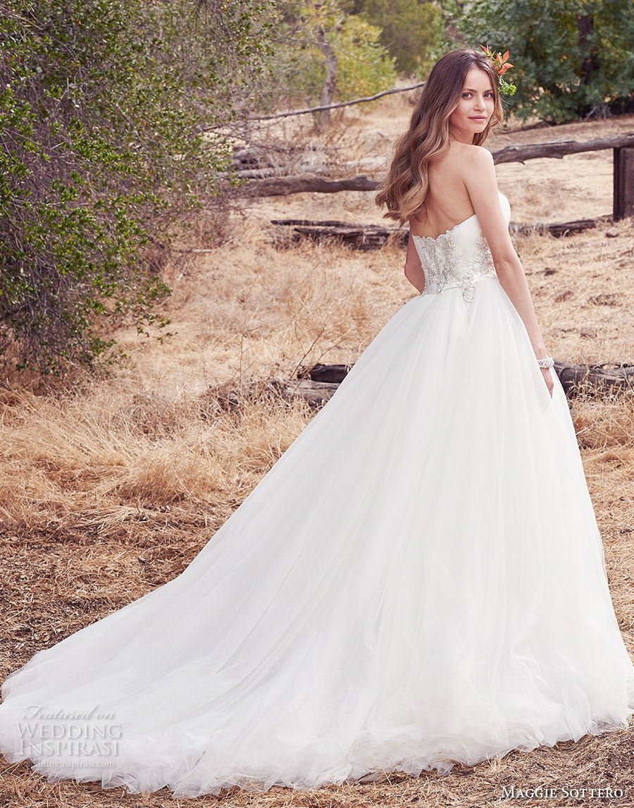 maggie sottero fall 2017 bridal strapless sweetheart neckline heavily embellished beaded bodice romantic princess ball gown a  line wedding dress chapel train (944) bv