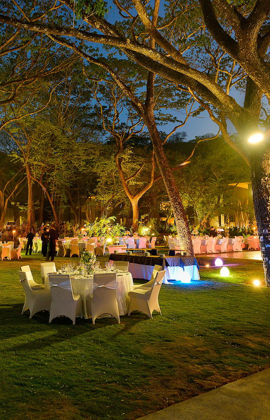 marriott el mangroove guanacaste costa rica honeymoon destination wedding venue wedding outdoor table setting night mangrove trees