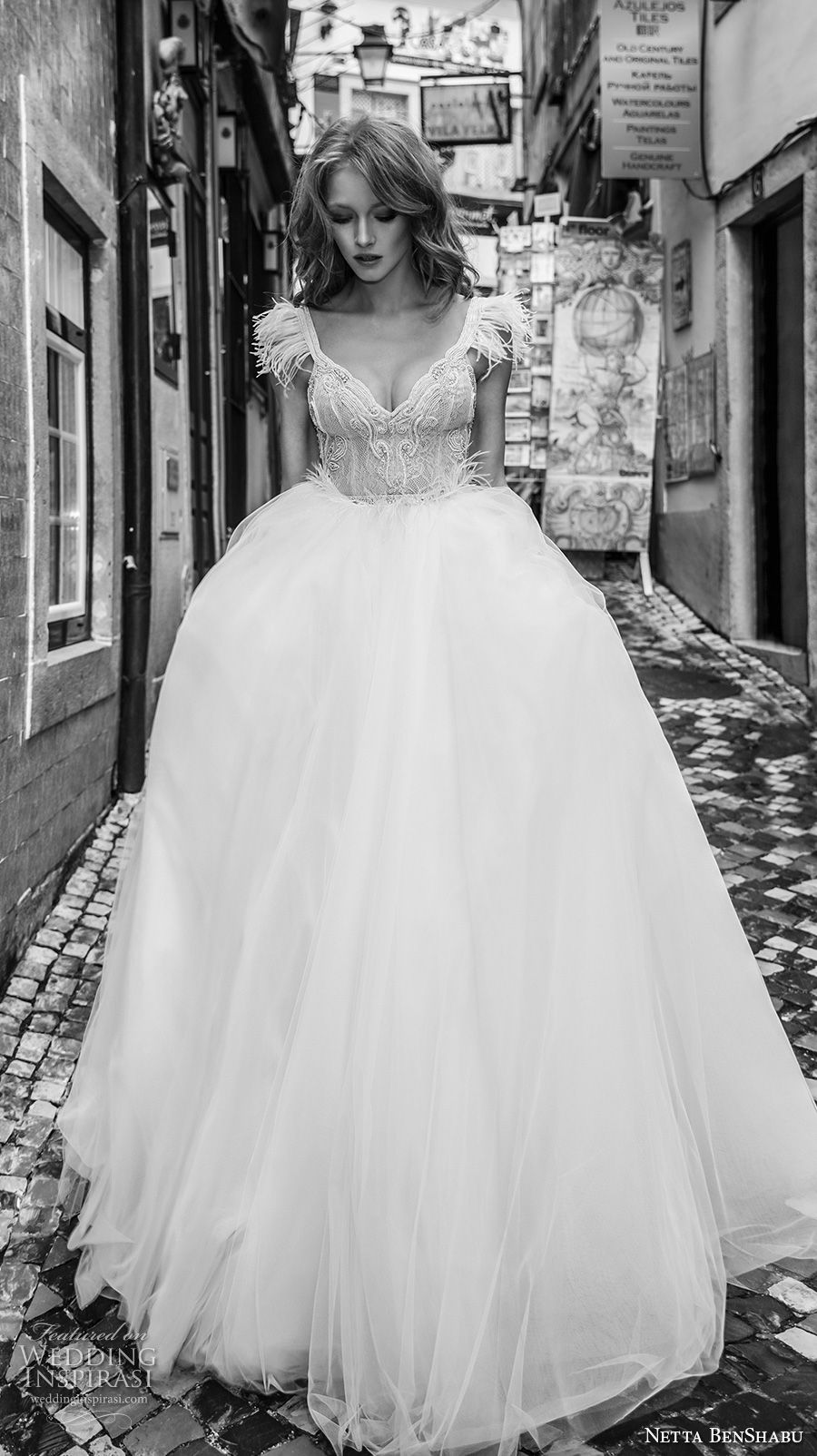 netta benshabu 2017 bridal cap sleeves sweetheart neckline heavily embellished bodice princess ball gown wedding dress open back chapel train (19) mv