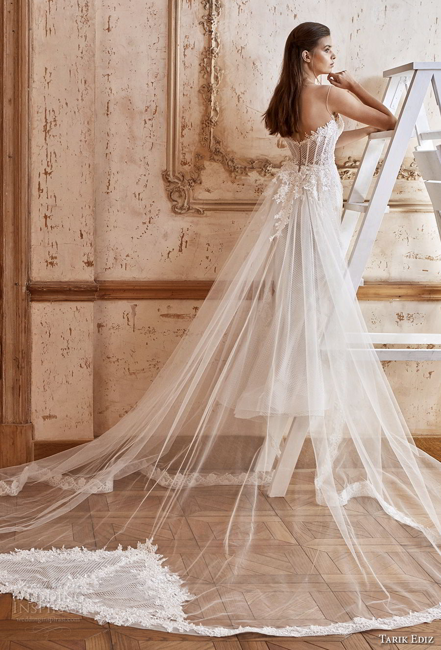 tarik ediz 2017 bridal sleeveless illusion bateau sweetheart neckline full embellishment elegant mermaid wedding dress long sheer train (14) bv