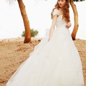 tiglily 2018 bridal cap sleeves heavily embellished bodice tulle skirt romantic a  line wedding dress chapel train (alicia) mv