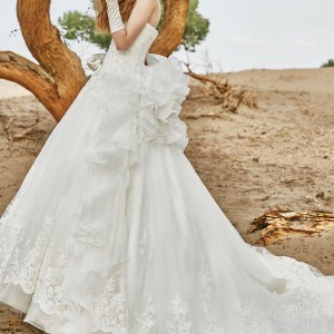 tiglily 2018 bridal strapless heavily embellished bodice princess romantic a  line ball gown wedding dress royal train (dion) mv