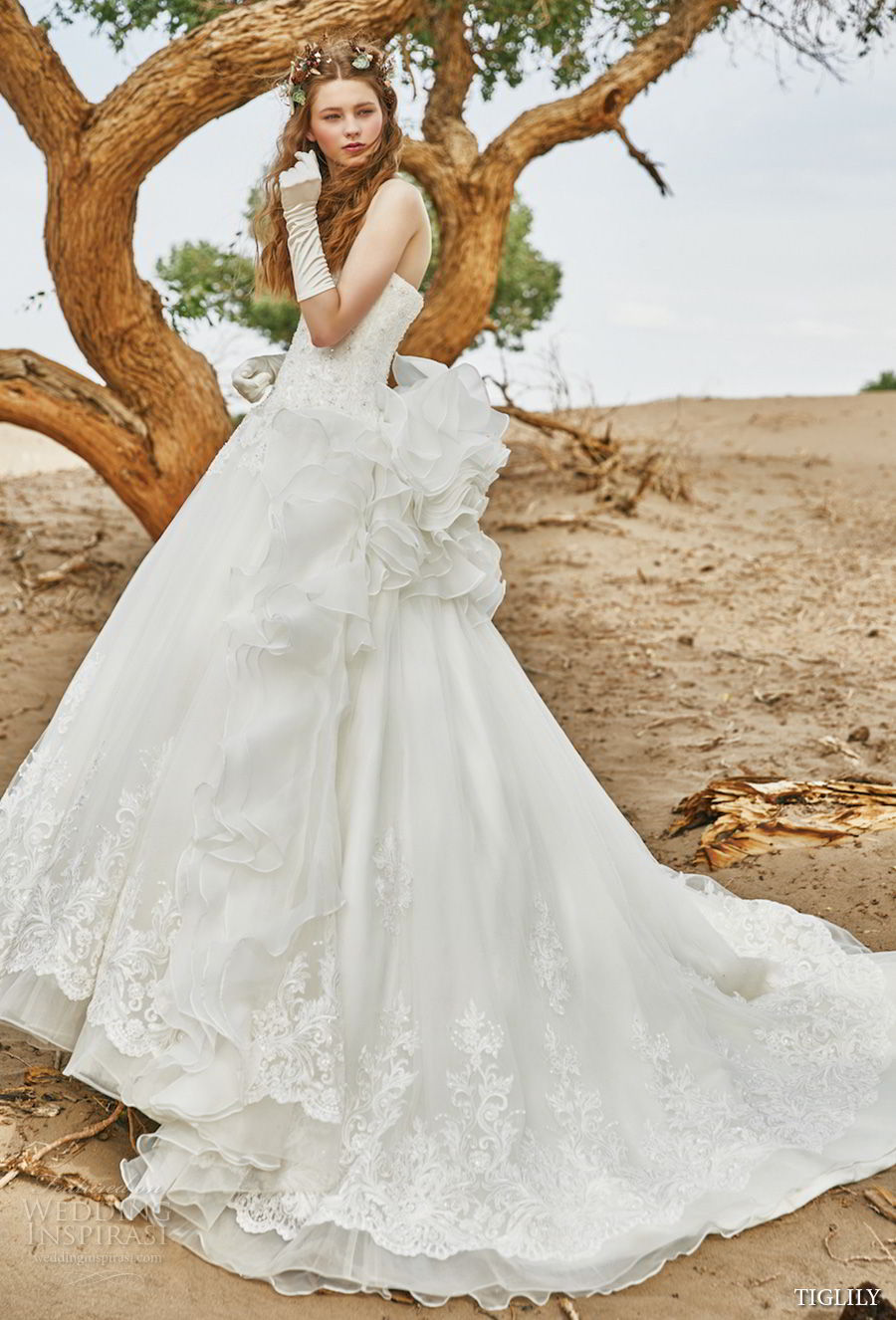 tiglily 2018 bridal strapless heavily embellished bodice princess romantic a  line ball gown wedding dress royal train (dion) mv