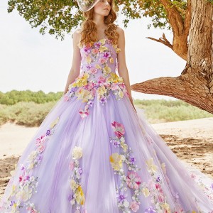 tiglily 2018 bridal strapless semi sweetheart neckline full embellishment princess purple color ball gown a line wedding dress vivian mv Wedding Inspirasi