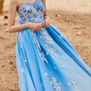 tiglily 2018 bridal strapless sweetheart neckline heavily embellished bodice princess blue color a  line wedding dress chapel train (mia) mv
