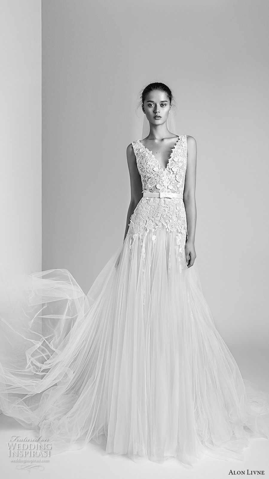 alon livne 2018 bridal sleeveless v neck heavily embellished bodice tulle skirt romanitc a  line wedding dress (1) mv 