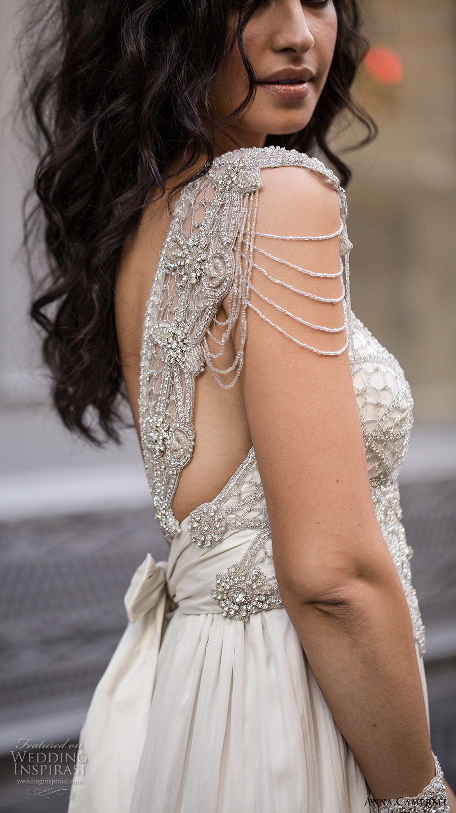 anna campbell fall 2018 bridal cap sleeves v neck heavily embellished bodice romantic soft a  line wedding dress v back (3) sdv