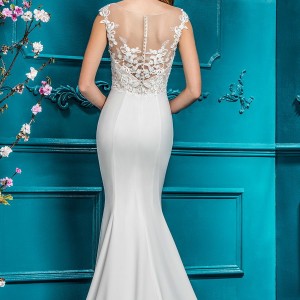 ellis bridal 2018 cap sleeves illusion bateau sweetheart neckline heavily embellished bodice elegant fit and flare wedding dress sheer button back chapel train (9) bv