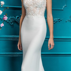 ellis bridal 2018 cap sleeves illusion bateau sweetheart neckline heavily embellished bodice elegant fit and flare wedding dress sheer button back chapel train (9) mv
