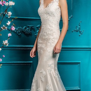 ellis bridal 2018 sleeveless deep v neck full embellishment elegant fit and flare wedding dress sheer keyhole back sweep train (15) mv