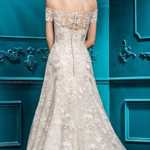 ellis bridal 2018 strapless straight across neckline full embellishment romantic elegant a  line wedding dress chapel train (3) bv