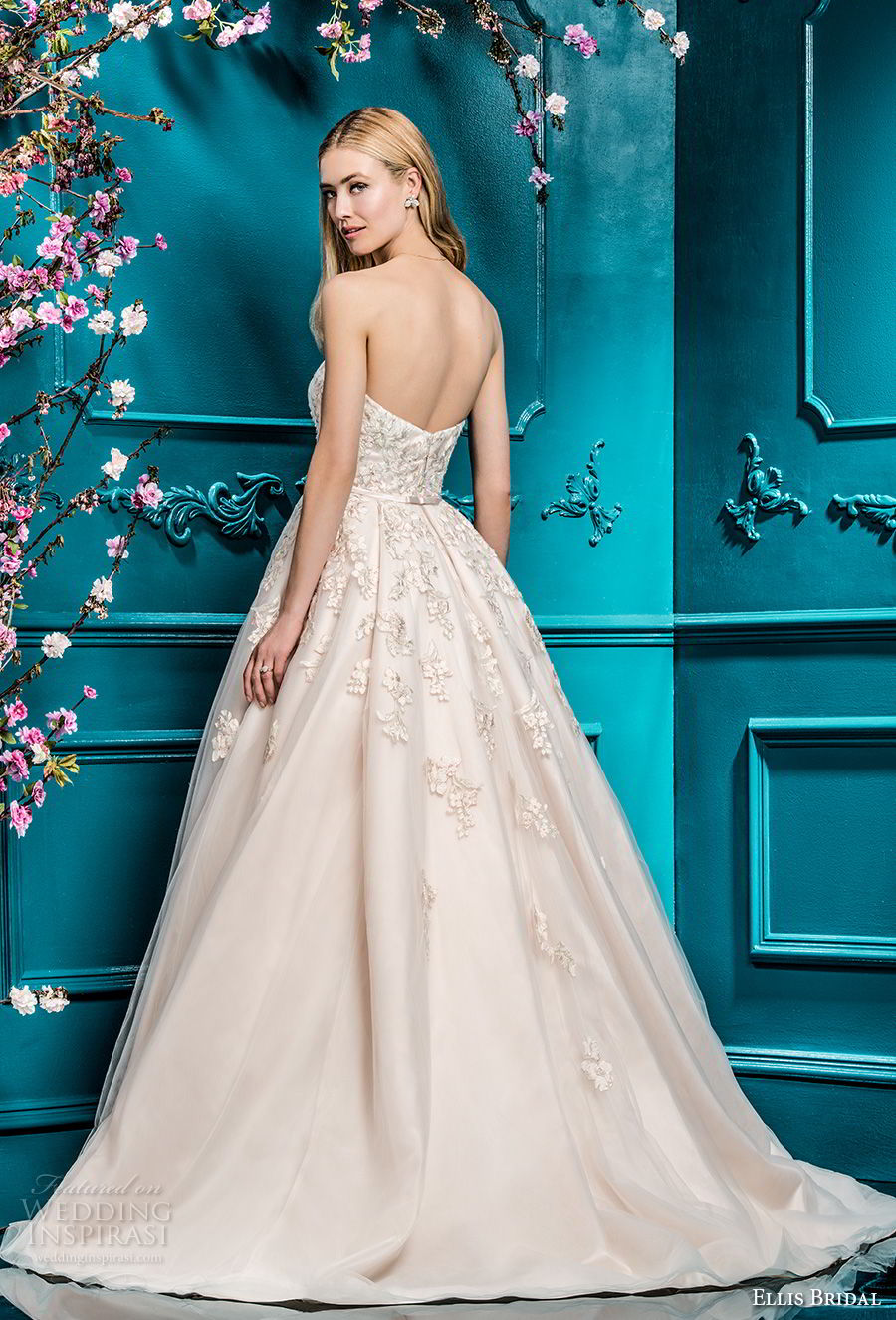 ellis bridals 2018 strapless sweetheart neckline heavily embellished bodice romantic a  line wedding dress with pockets chapel train (1) bv