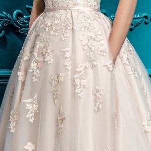 ellis bridal 2018 strapless sweetheart neckline heavily embellished bodice romantic a  line wedding dress with pockets chapel train (1) lv