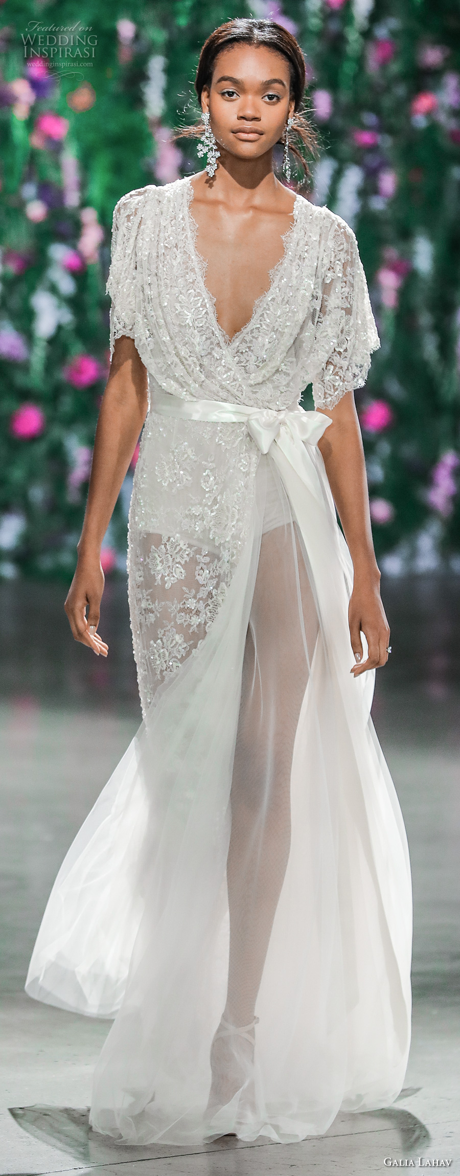 galia lahav fall 2018 bridal half sleeves deep v neck full embellishment elegant romantic sophiscated sheath wedding dress (4) mv galia lahav fall 2018 bridal half sleeves deep v neck full embellishment elegant romantic sophiscated sheath wedding dress (4) mv