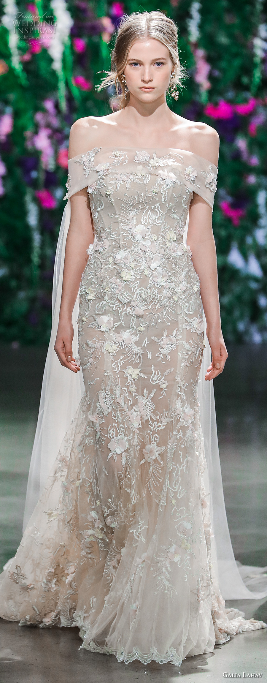 galia lahav fall 2018 bridal off the shoulder straight across neckline full embellishment elegant romantic fit and flare wedding dress (5) mv galia lahav fall 2018 bridal off the shoulder straight across neckline full embellishment elegant romantic fit and flare wedding dress (5) mv