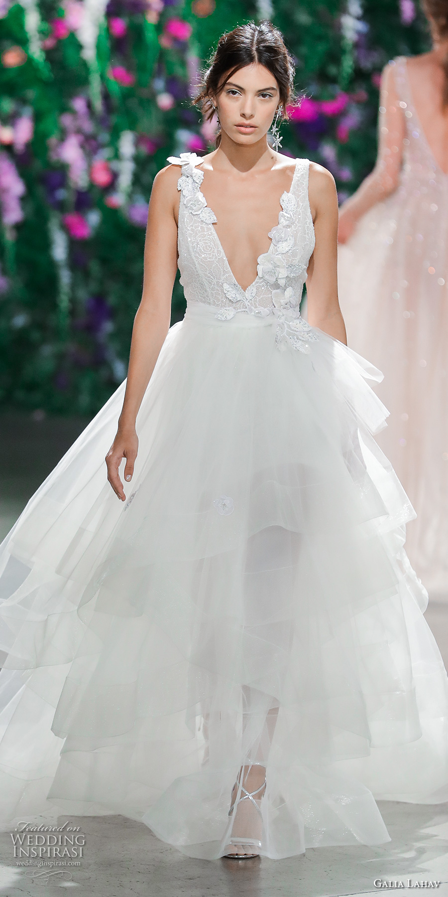 galia lahav fall 2018 bridal sleeveless deep v neck heavily embellished bodice tulle skirt layered skirt ball gown a line wedding dress (13) mv galia lahav fall 2018 bridal sleeveless deep v neck heavily embellished bodice tulle skirt layered skirt ball gown a line wedding dress (13) mv