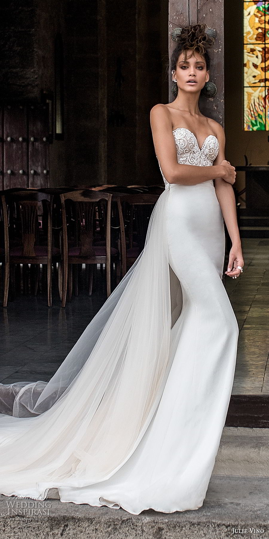 julie vino fall 2018 havana strapless sweetheart neckline heavily embellished elegant sheath wedding dress chapel train (9) mv