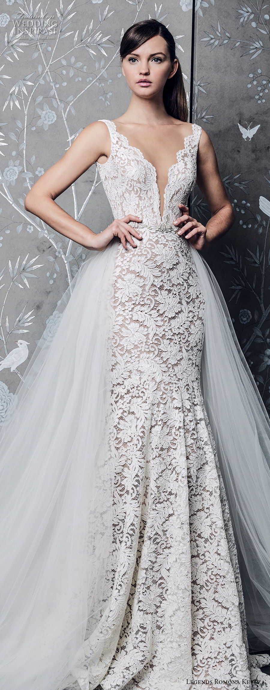 legends romona keveza fall 2018 sleeveless deep v neck full embellishment elegant romantic a  line wedding dress a  line overskirt chapel train (1) lv