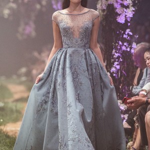 paolo sebastian spring 2018 couture cap sleeves illusion bateau neck v neck full embellishment romantic blue color a  line wedding dress (16) mv