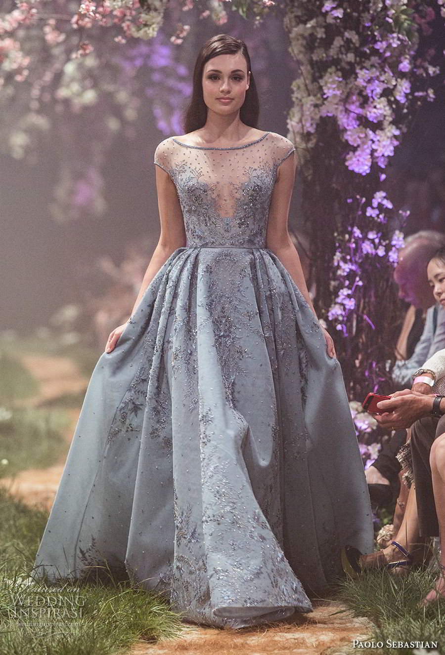 paolo sebastian spring 2018 couture cap sleeves illusion bateau neck v neck full embellishment romantic blue color a  line wedding dress (16) mv