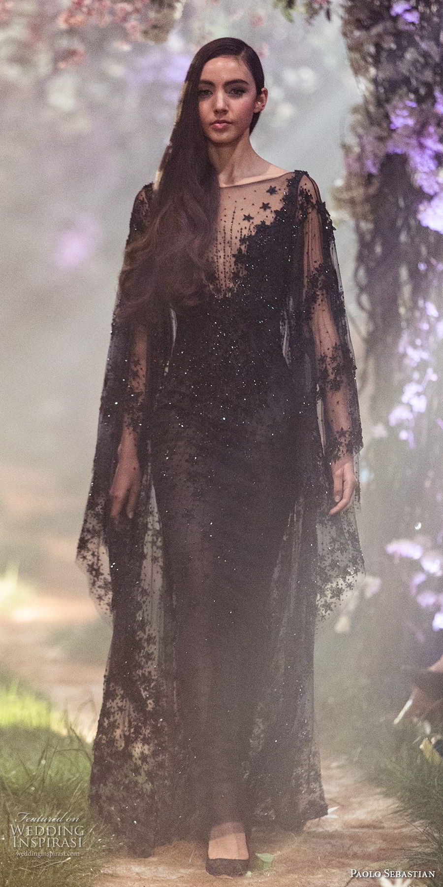 paolo sebastian spring 2018 couture long sleeves illusion bateau v neck full embellishment elegant black sheath wedding dress (14) mv paolo sebastian spring 2018 couture long sleeves illusion bateau v neck full embellishment elegant black sheath wedding dress (14) mv