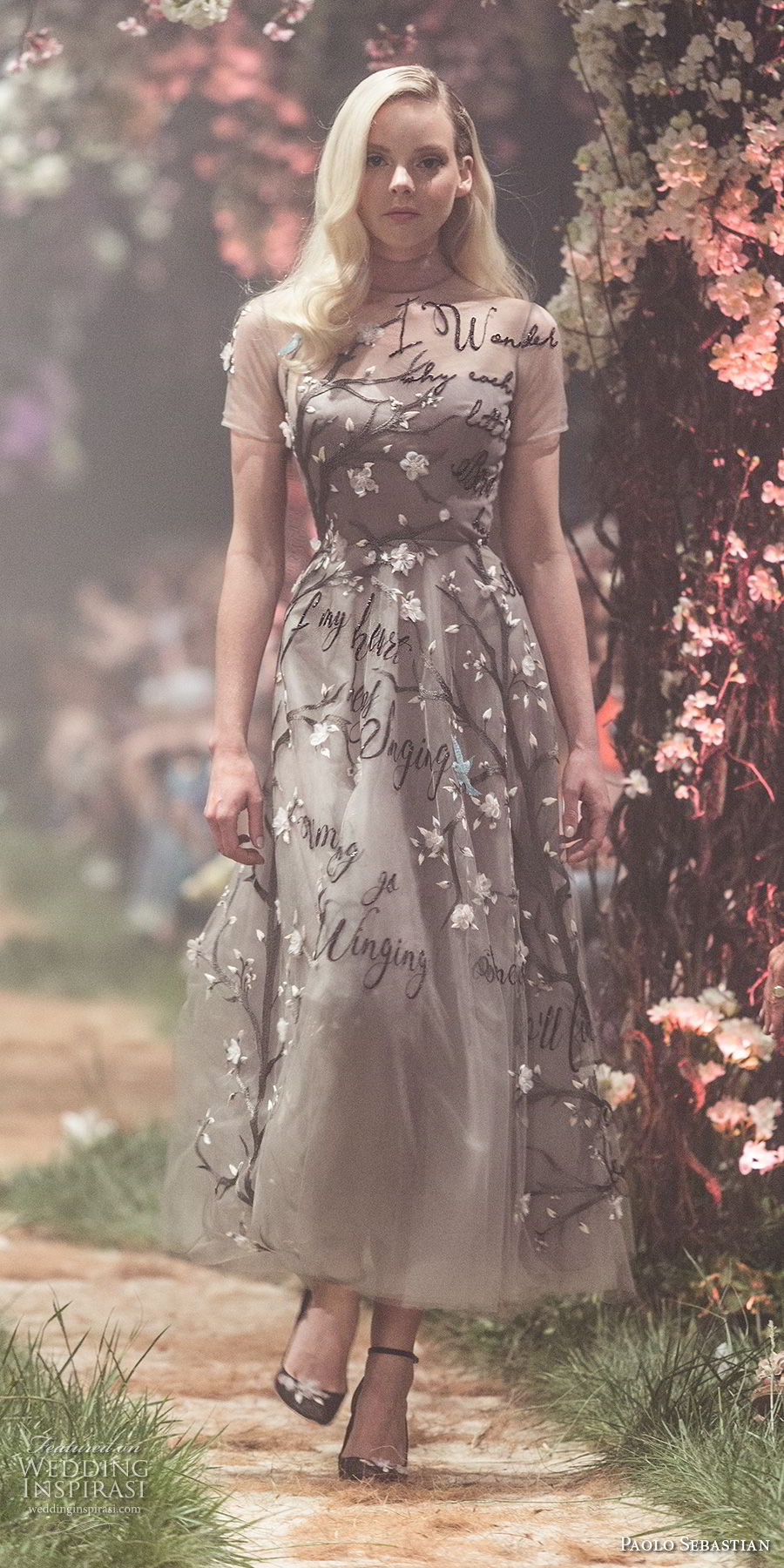 paolo sebastian spring 2018 couture short sleeves high neck heavily embellished bodice romantic tea length short wedding dress (20) mv paolo sebastian spring 2018 couture short sleeves high neck heavily embellished bodice romantic tea length short wedding dress (20) mv