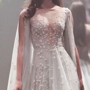 paolo sebastian spring 2018 couture sleeveless illusion bateau v neck full embellishment drape elegant grecian pastel blue color romantic soft a  line wedding dress (3) zv